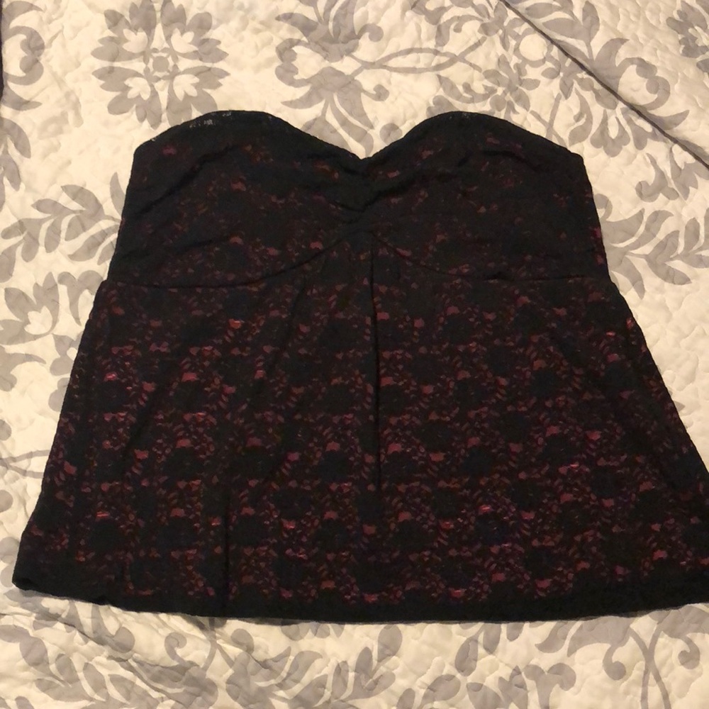 Torrid Strapless pink with black lace top